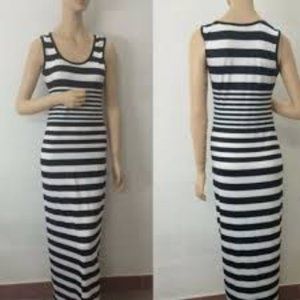 Black and White Striped Maxi Dress